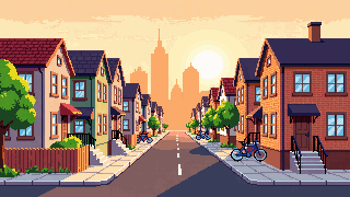Pepper City neighborhood scene in Purrch Run